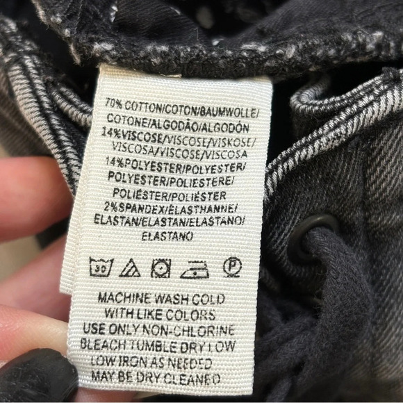 Free People CRVY Laced Back Crop Jeans Wide Leg 24 Black - Picture 6 of 8